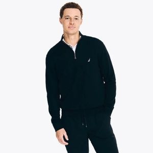 NEW Nautica Navtech Quarter Zip True Black Sweater